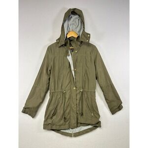 Royalty London Olive Green Hooded Anorak Jacket Drawstring Waist Women Size M